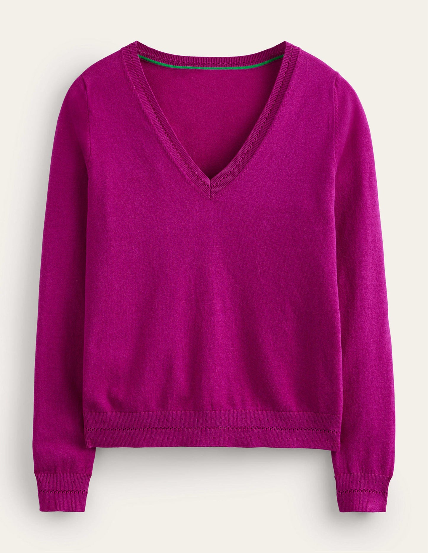 Catriona Cotton V-Neck Jumper-Festival Fuchsia