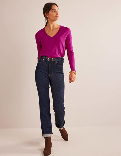 Catriona Cotton V-Neck Jumper-Festival Fuchsia-3