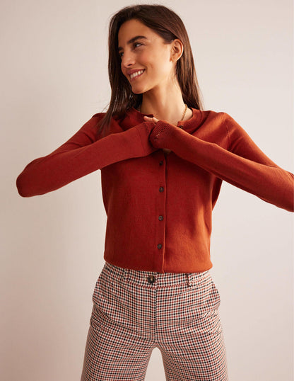Catriona Cotton Cardigan-Chestnut Brown-1