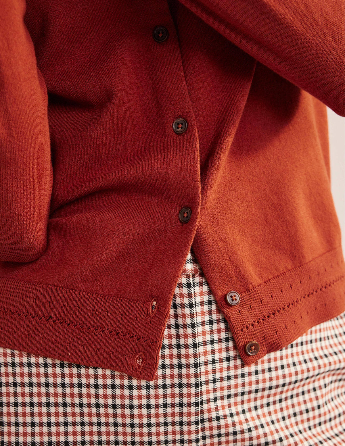 Catriona Cotton Cardigan-Chestnut Brown - Image 2