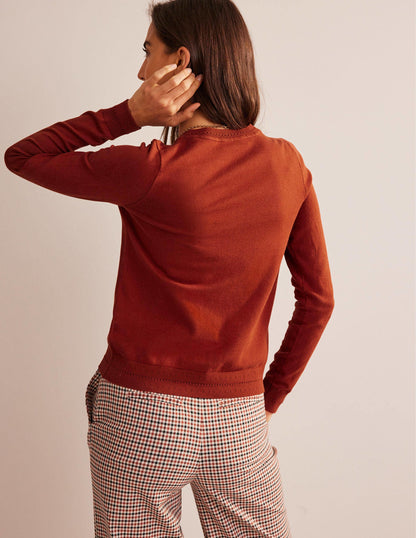 Catriona Cotton Cardigan-Chestnut Brown-3