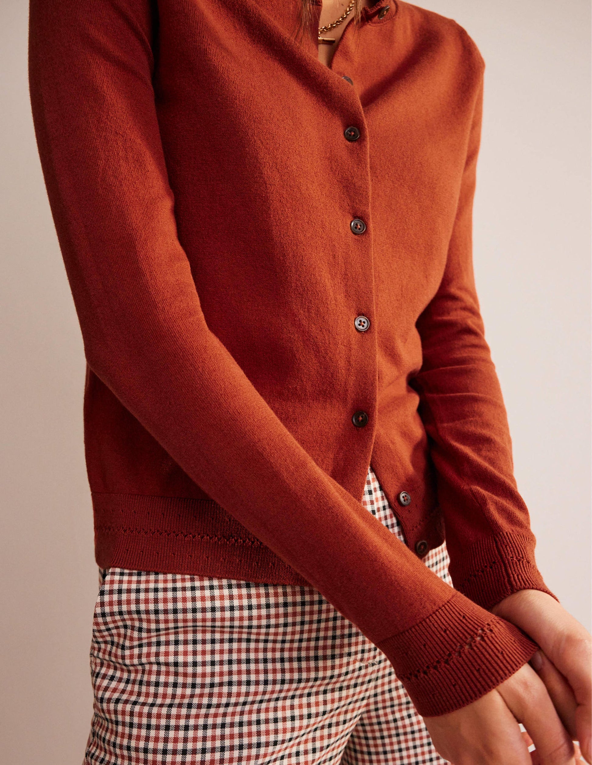 Catriona Cotton Cardigan-Chestnut Brown-4