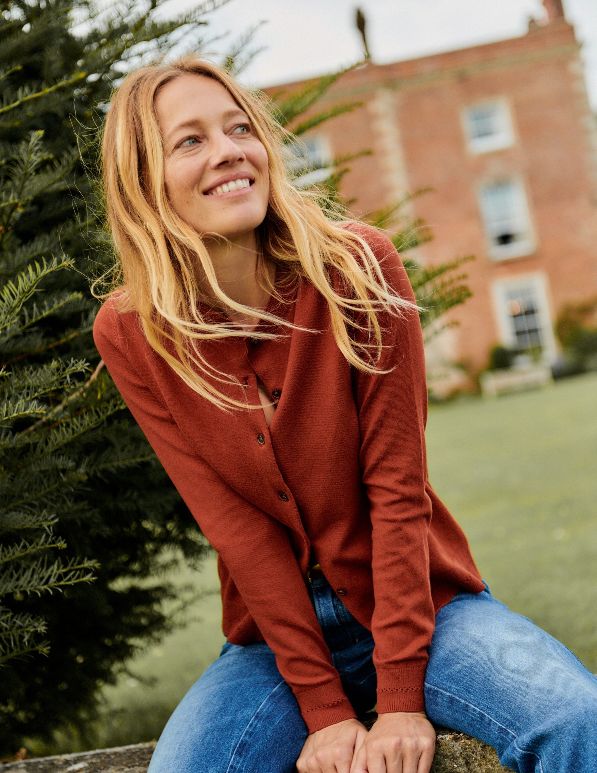 Catriona Cotton Cardigan-Chestnut Brown-5