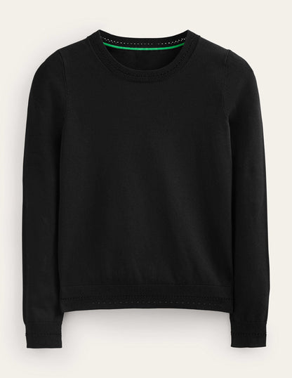 Catriona Cotton Crew Jumper-Black