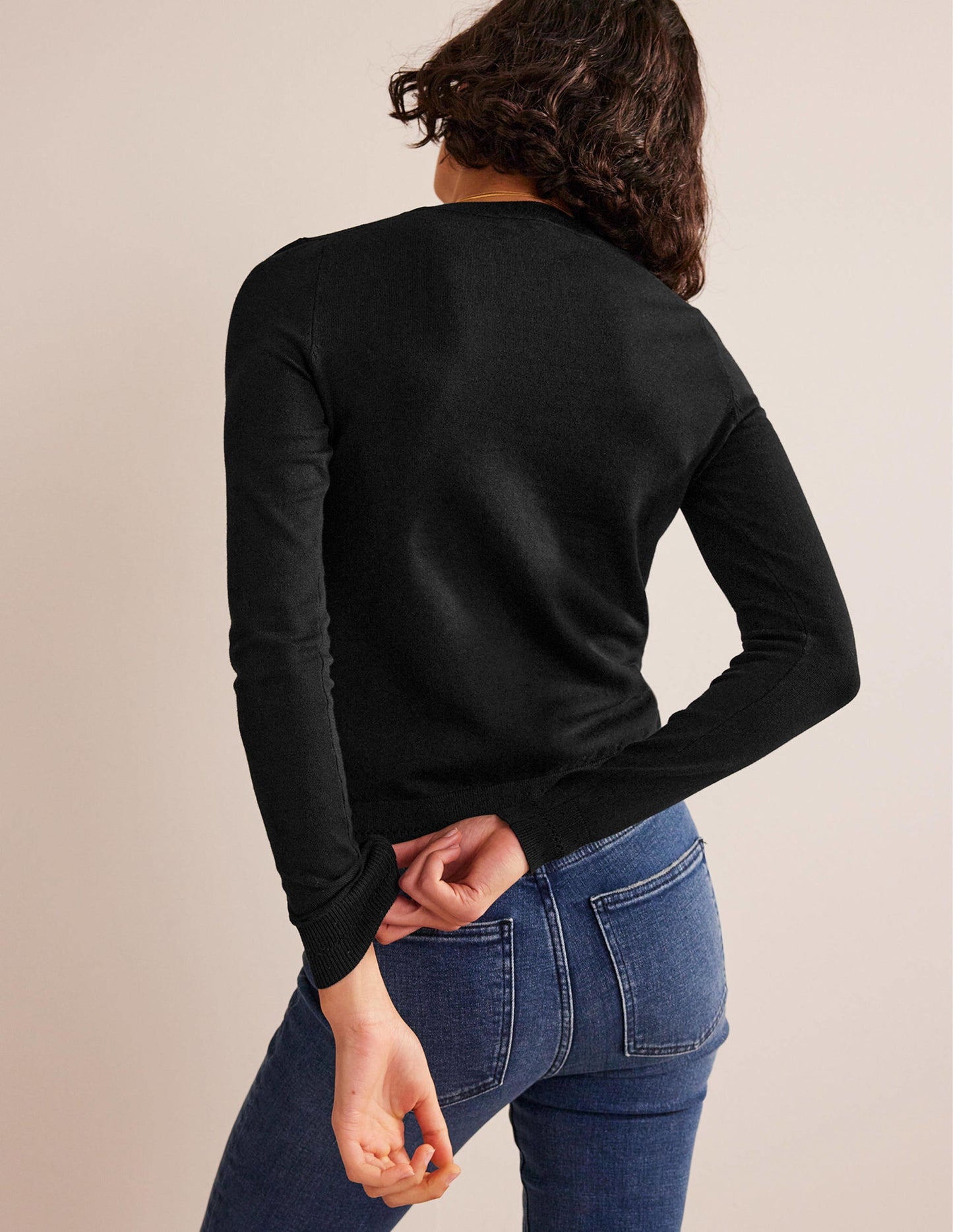 Catriona Cotton Crew Jumper-Black