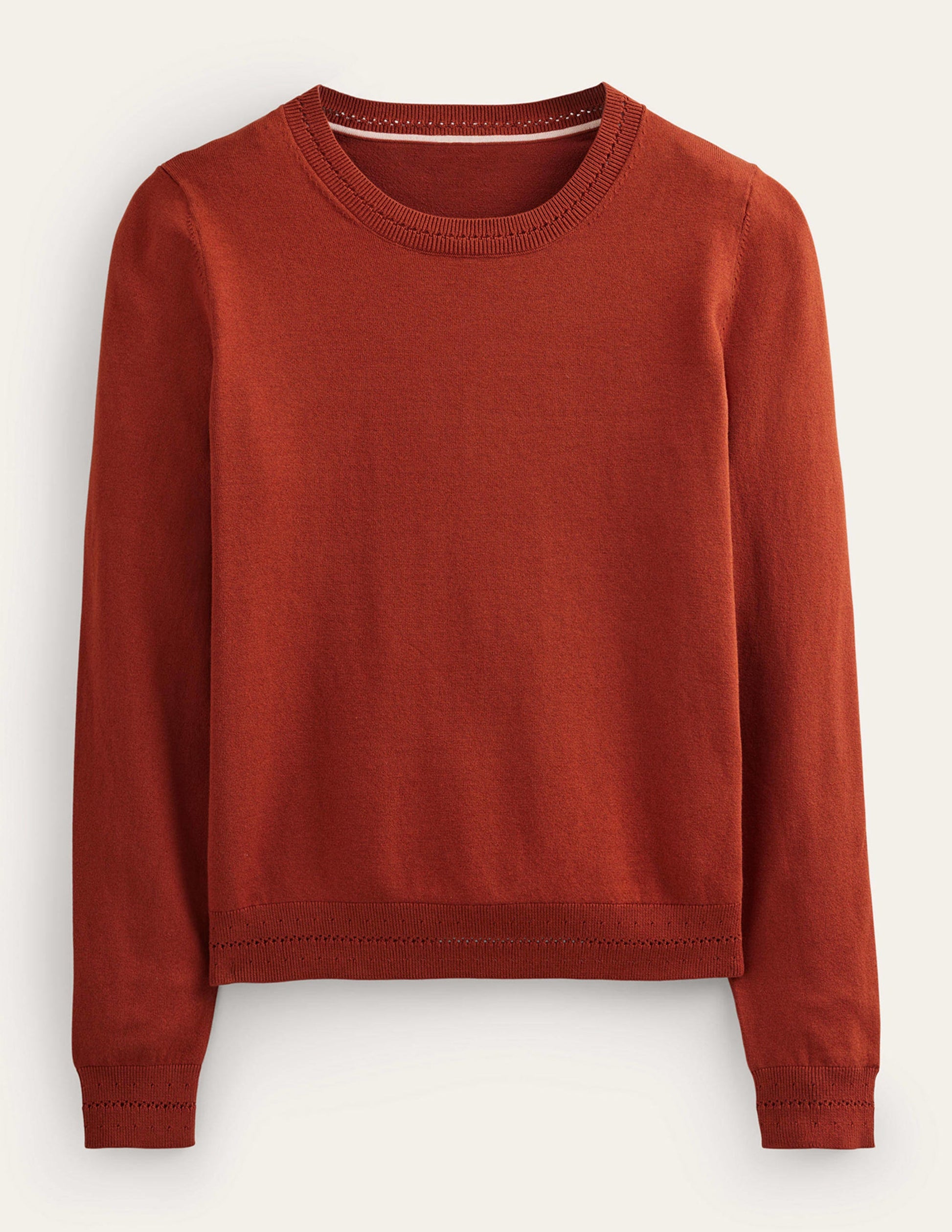 Catriona Cotton Crew Jumper-Chestnut Brown-6