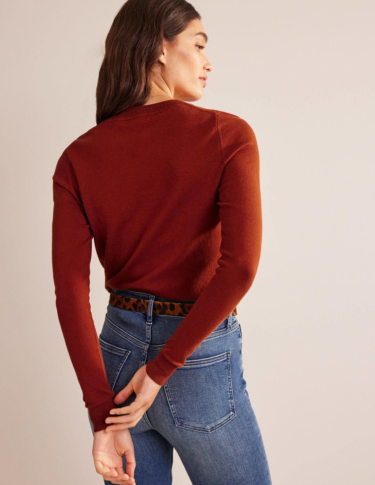 Catriona Cotton Crew Jumper-Chestnut Brown