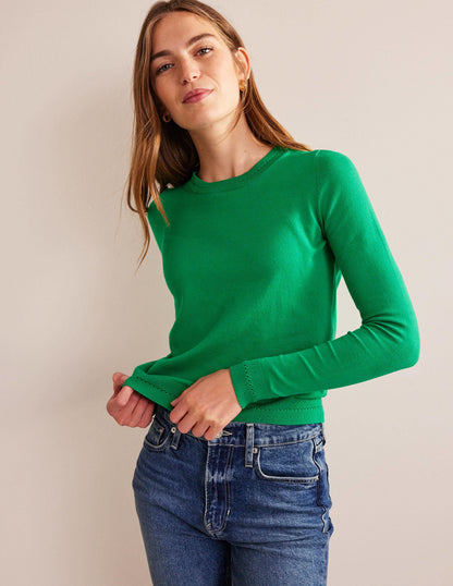 Catriona Cotton Crew Jumper-Fresh Mint Green-1