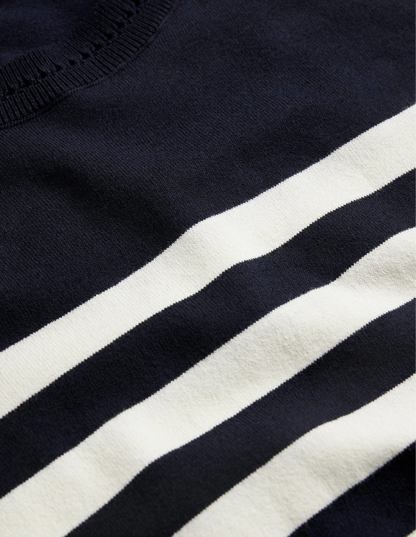 Catriona Cotton Crew Jumper-Navy/ Ivory