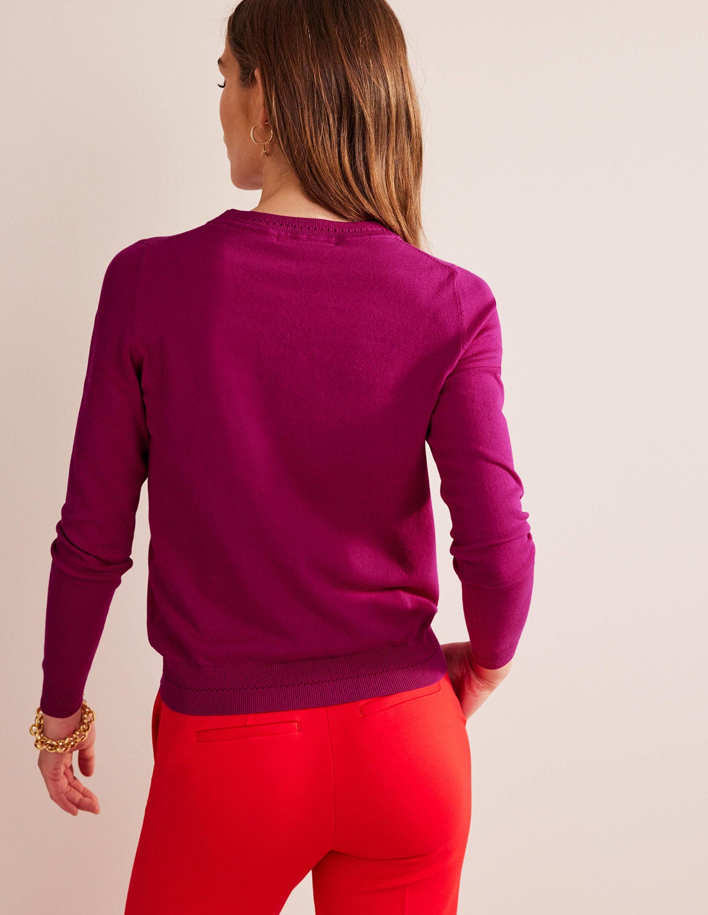 Catriona Cotton Crew Jumper-Festival Fuchsia