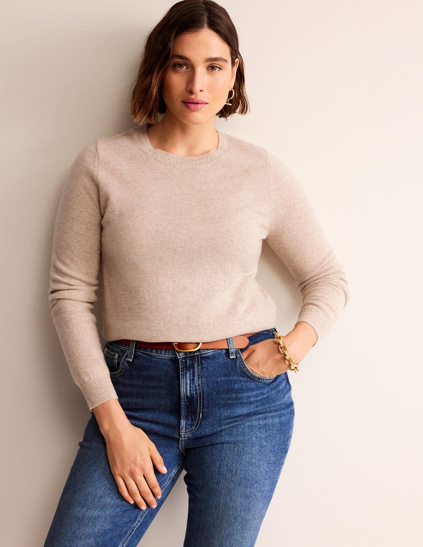 Eva Cashmere Crew Neck Jumper -Chinchilla Melange