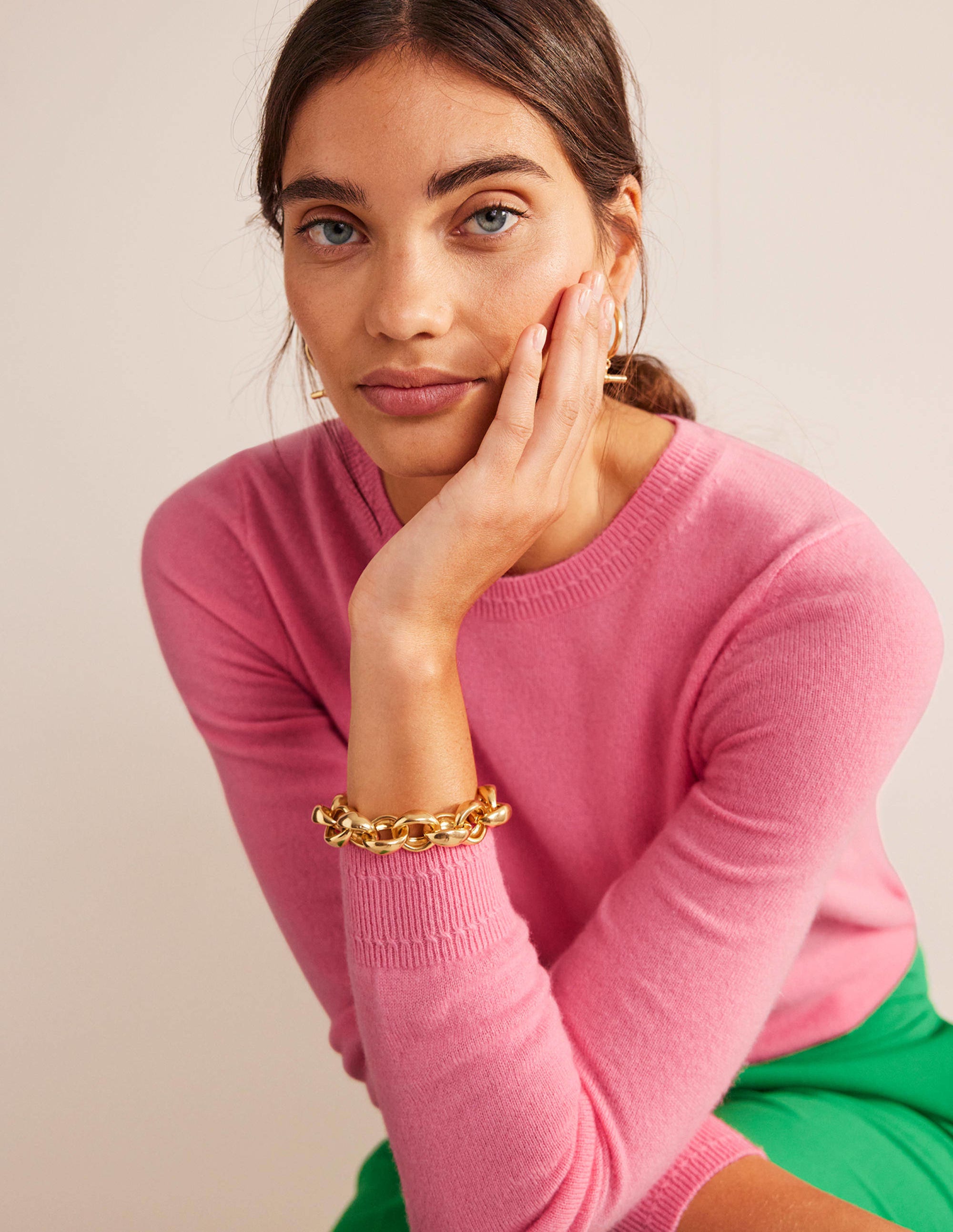 Eva Cashmere Crew Neck Jumper-Azalea Pink - Image 2