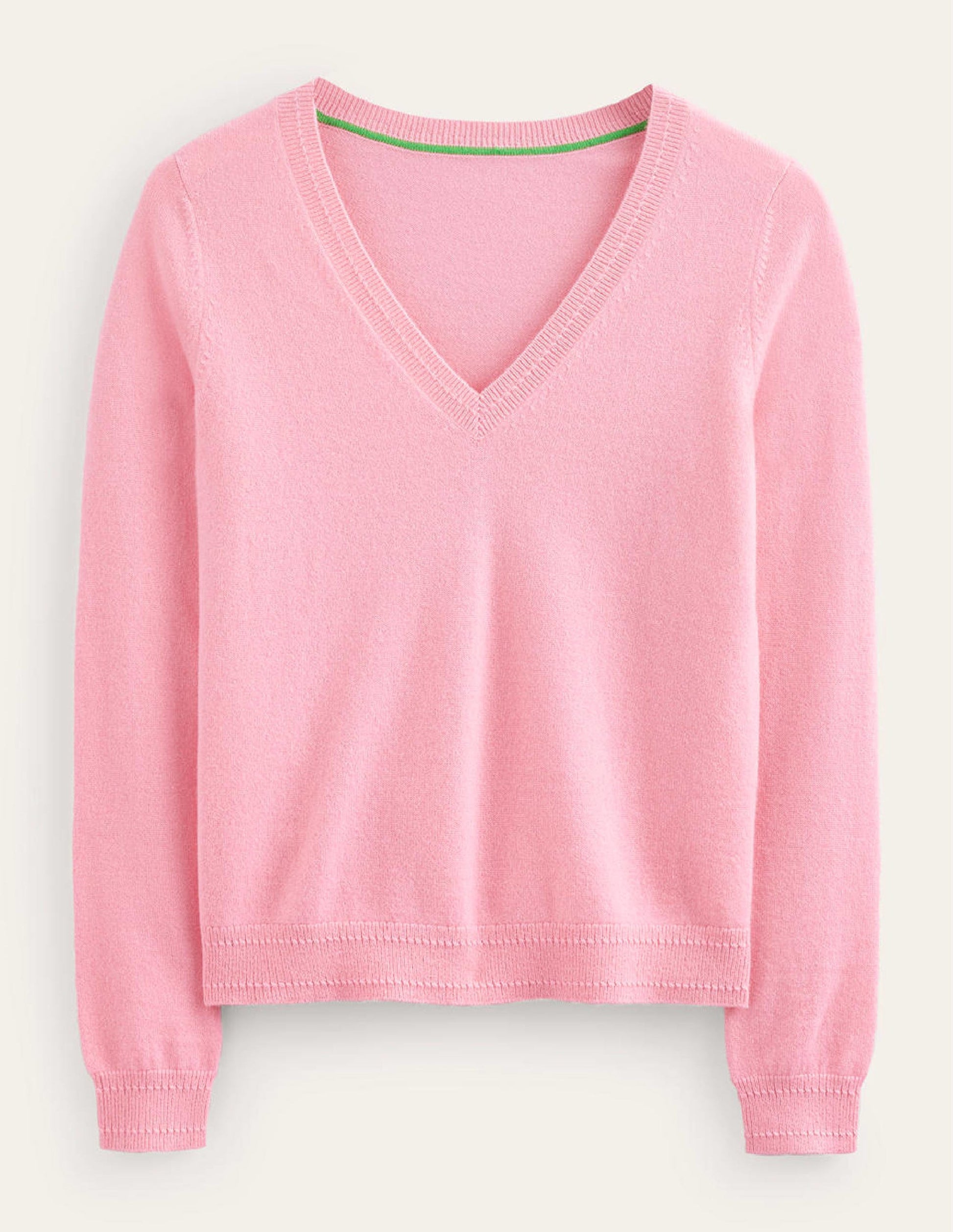 Eva Cashmere V-neck Jumper-Azalea Pink-5