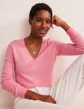 Eva Cashmere V-neck Jumper-Azalea Pink
