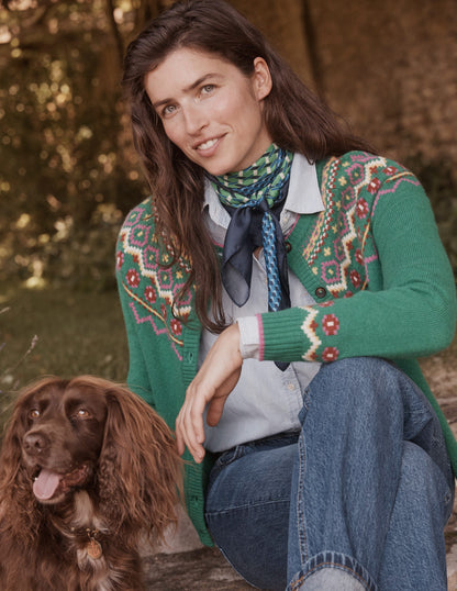 Edie Fair Isle Cardigan-Green Fair Isle-6
