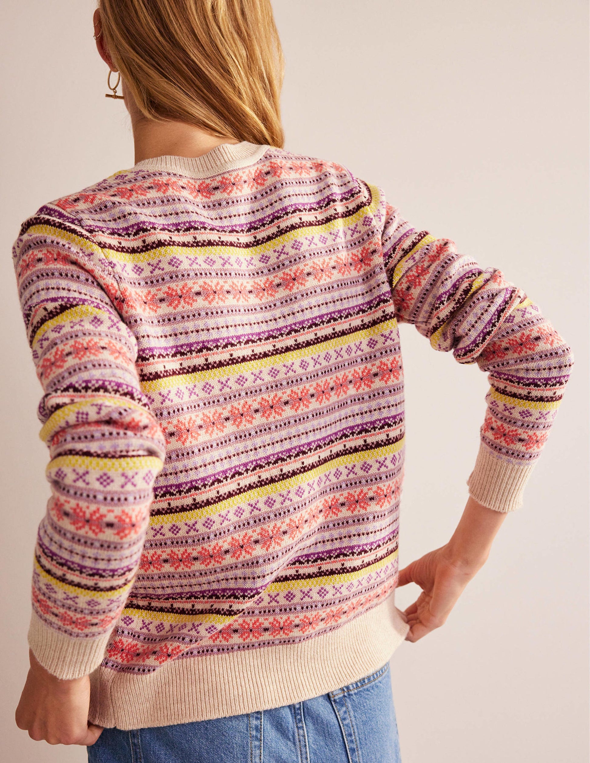 Edie Fair Isle Cardigan-Chalky Pink Fair Isle-3