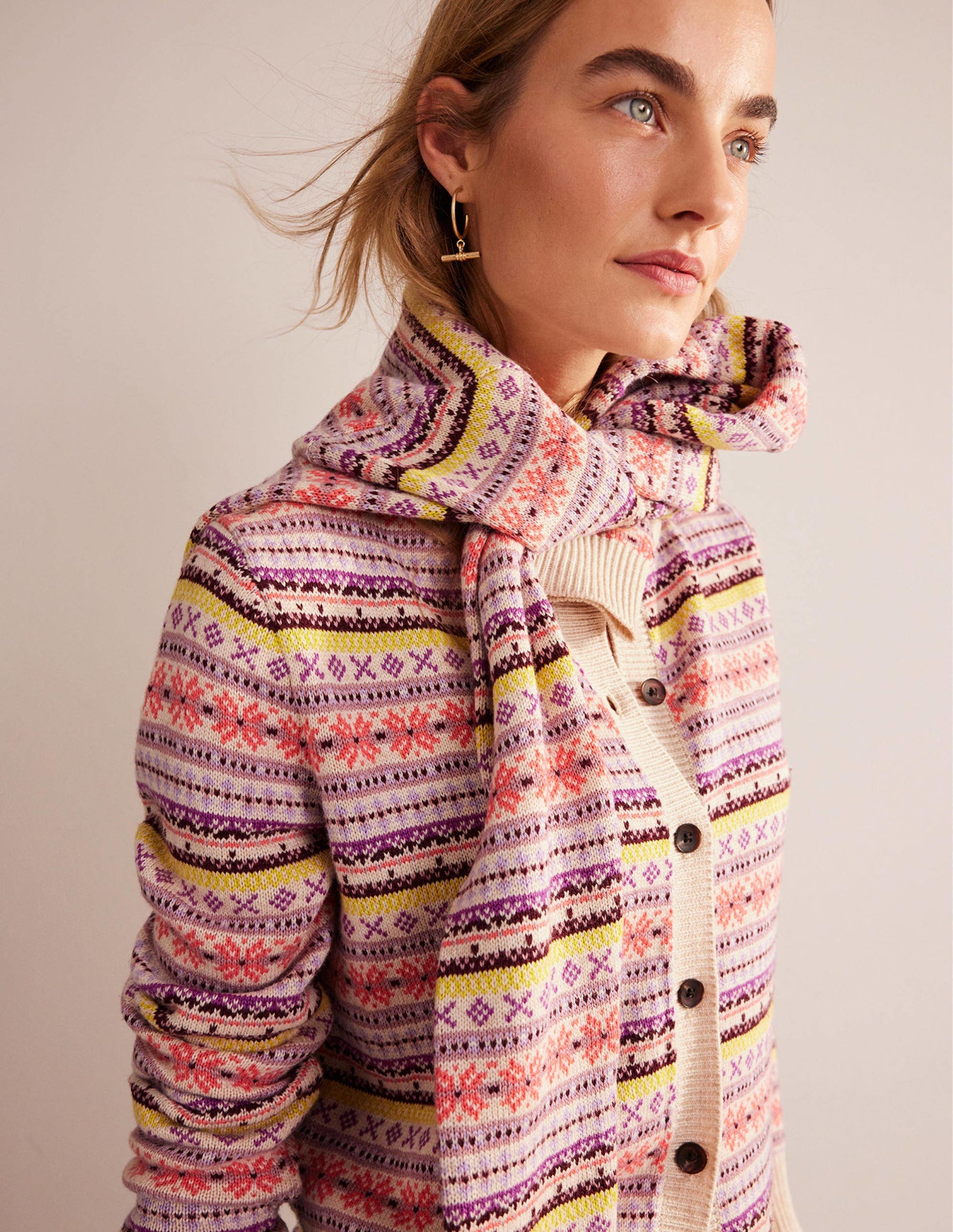 Edie Fair Isle Cardigan-Chalky Pink Fair Isle-4