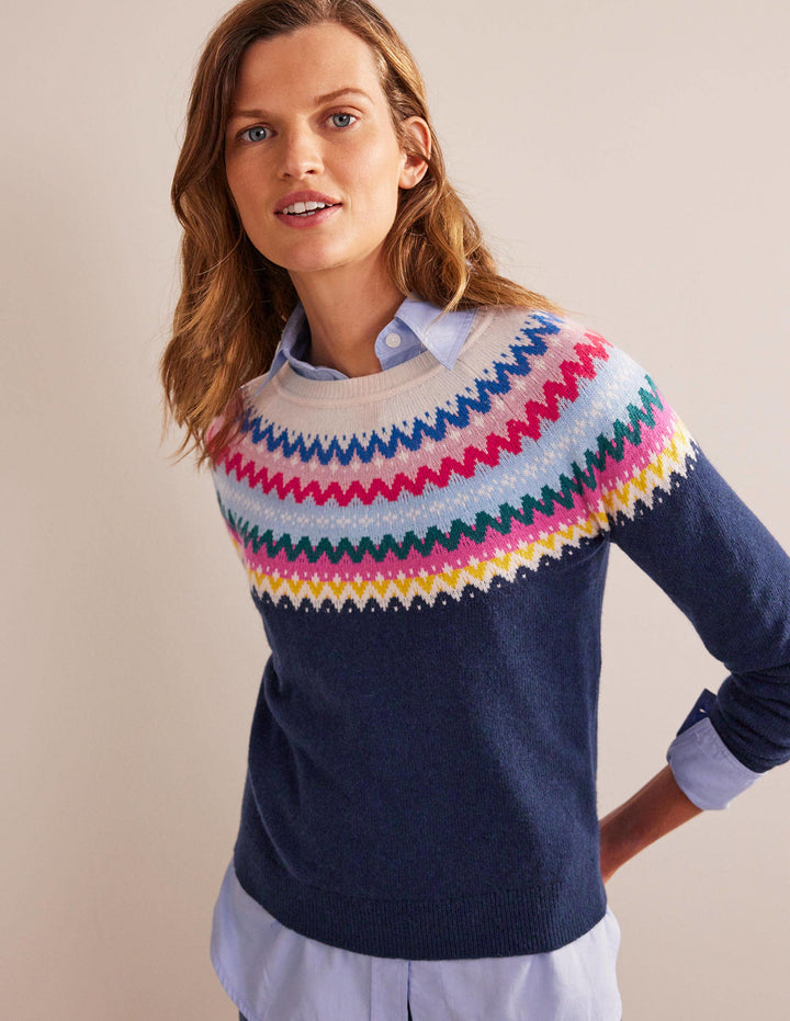 Edie Fair Isle Jumper-Navy Classic Fair Isle
