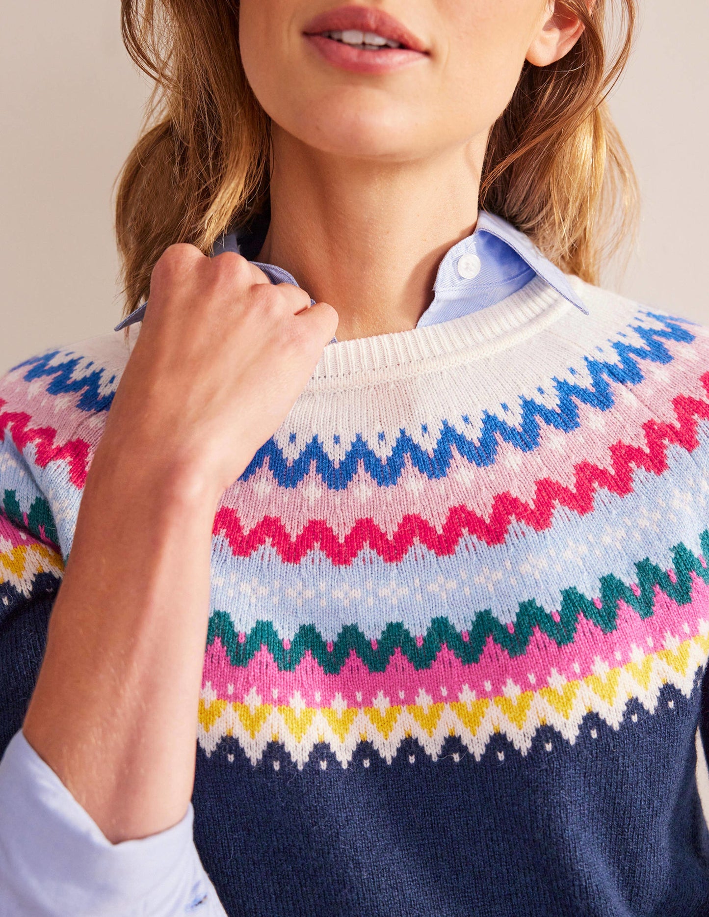 Edie Fair Isle Jumper-Navy Classic Fair Isle