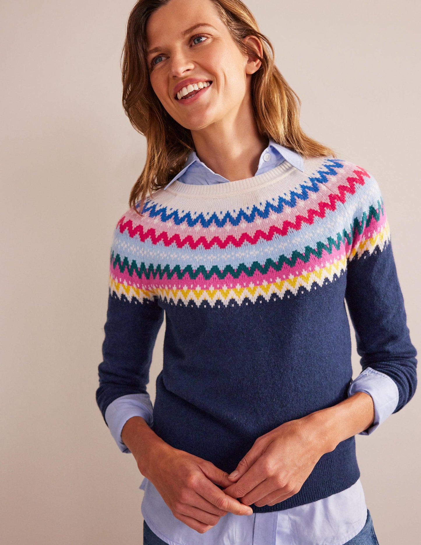 Edie Fair Isle Jumper-Navy Classic Fair Isle