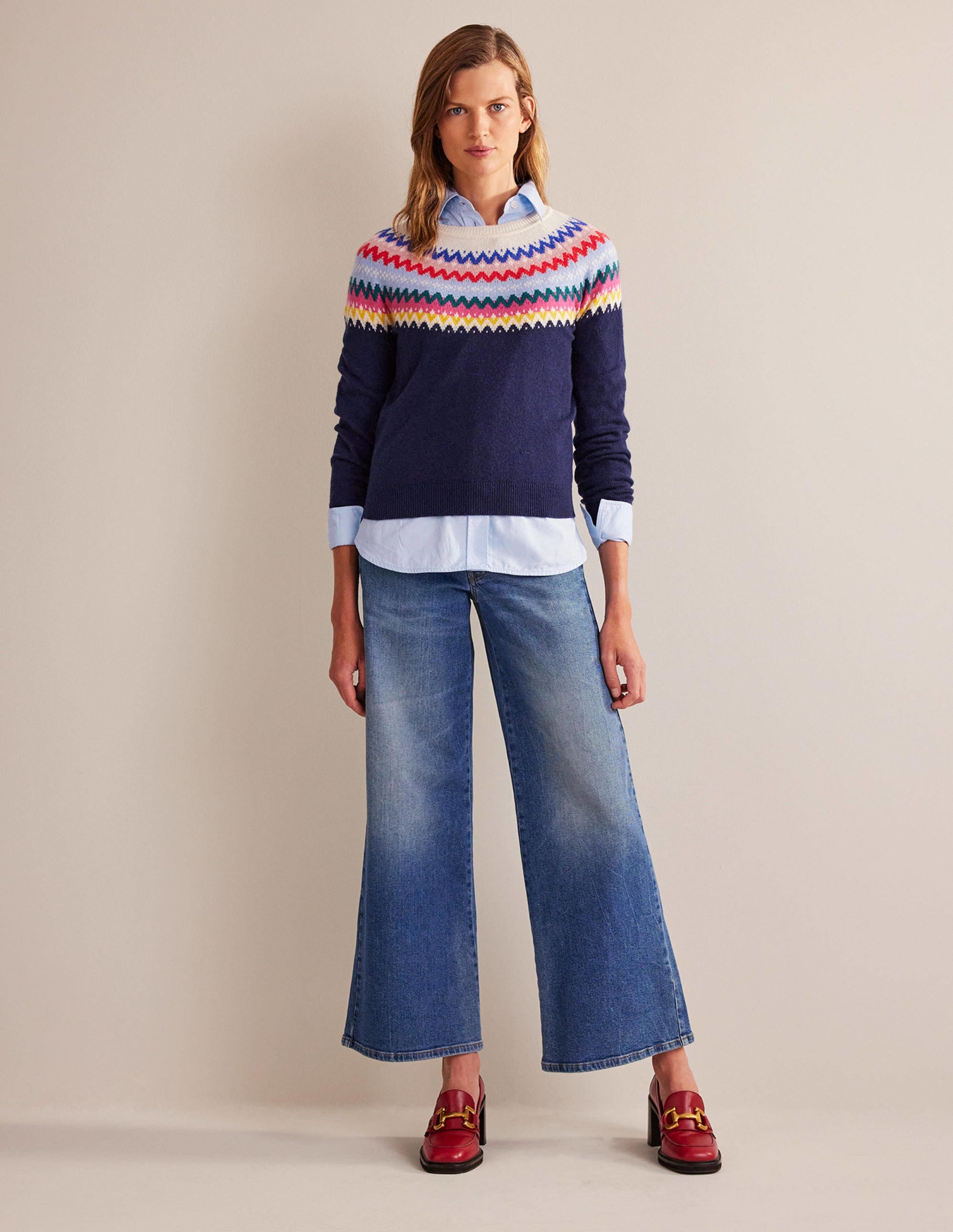 Edie Fair Isle Jumper-Navy Classic Fair Isle - Image 5