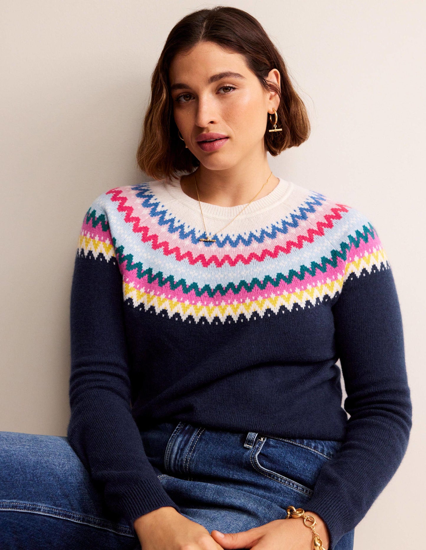 Edie Fair Isle Jumper-Navy Classic Fair Isle