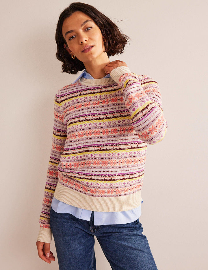 Edie Fair Isle Jumper-Chalky Pink Fair Isle