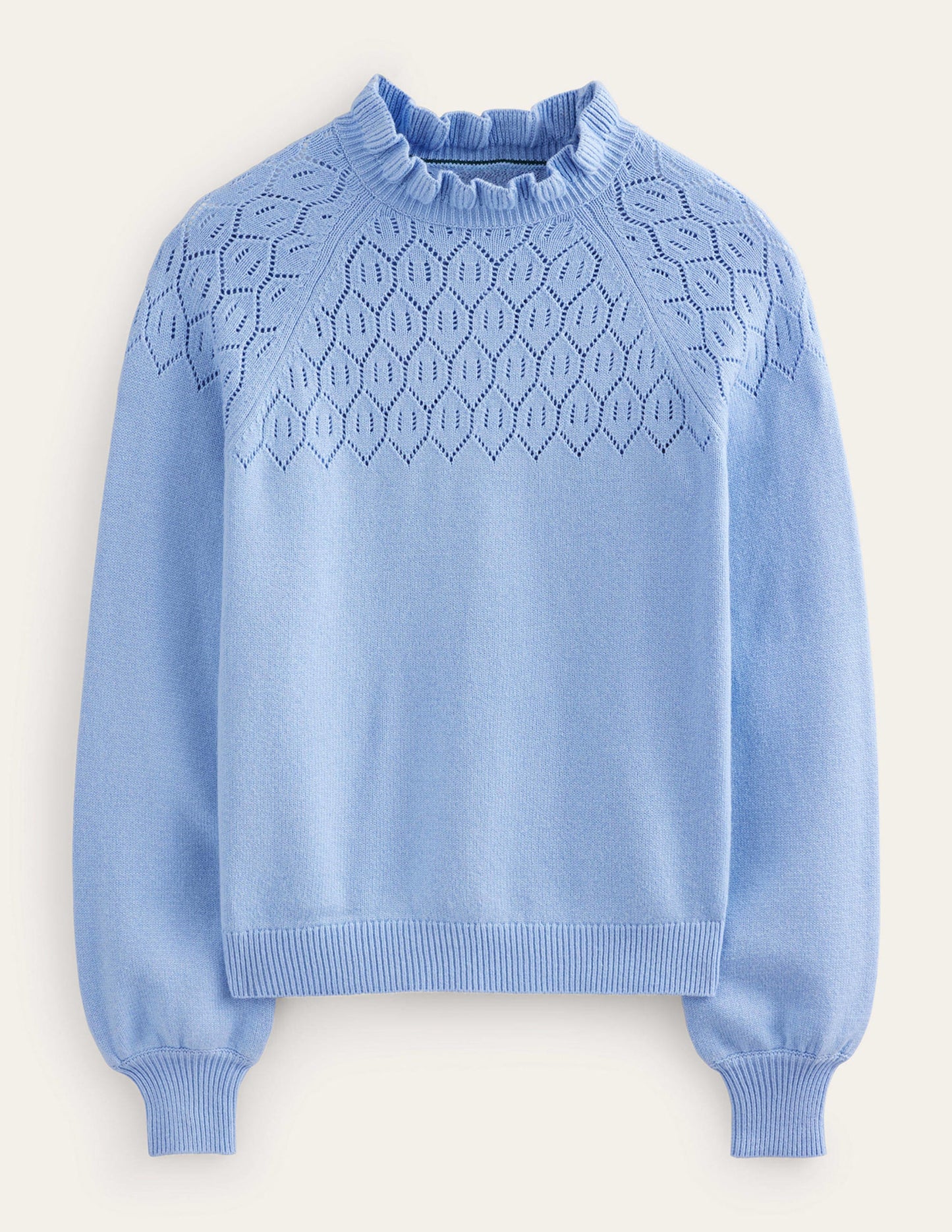 Pointelle Detailed Jumper-Cornflower