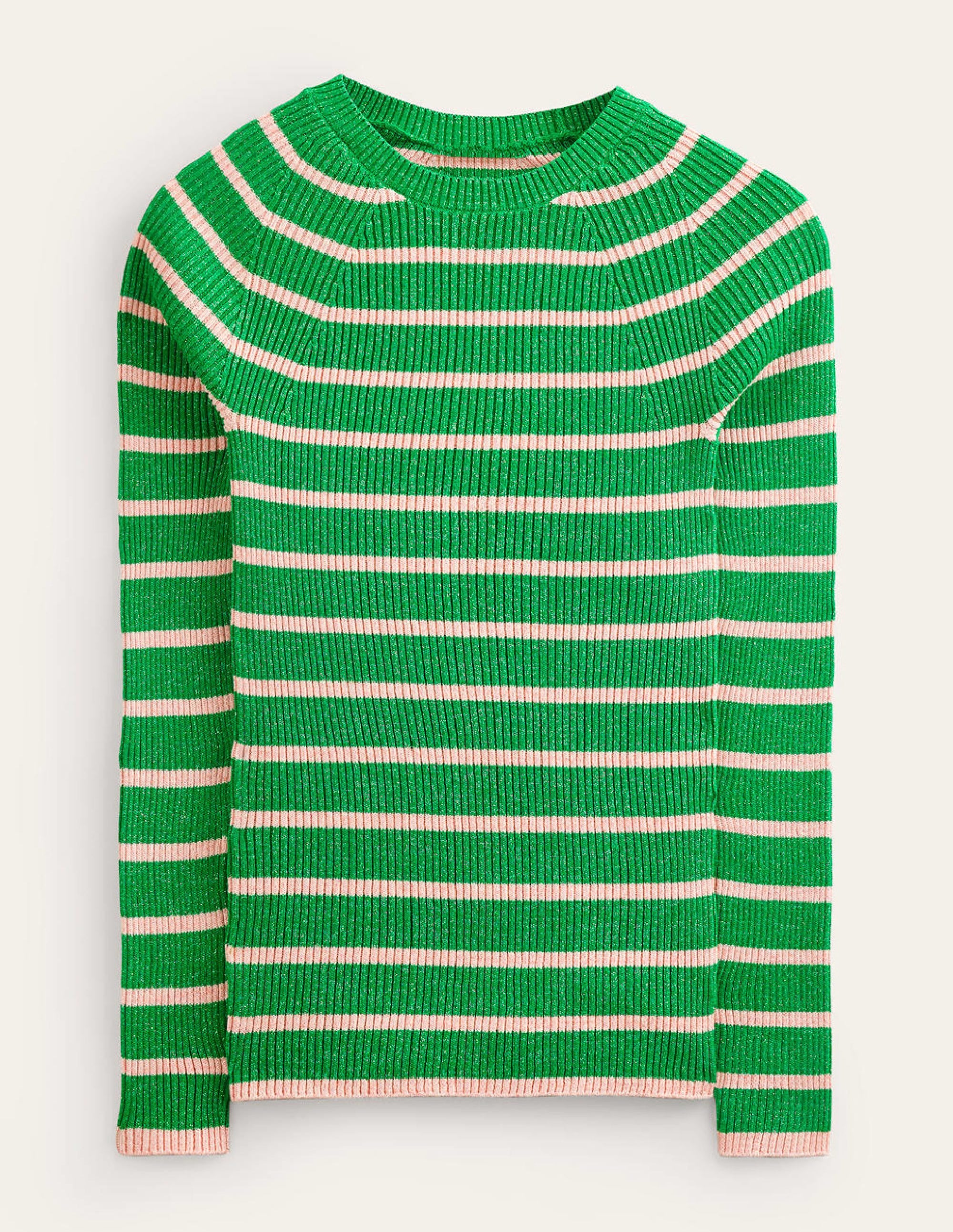 Effie Sparkle Stripe Jumper-Meadow Green, Chalky Pink - Image 6