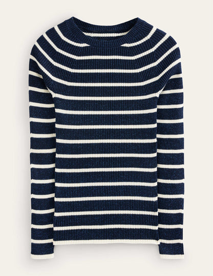 Effie Sparkle Stripe Jumper-Navy, Ivory Stripe-7