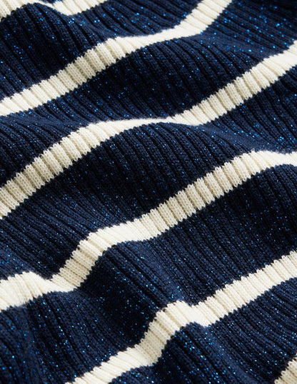 Effie Sparkle Stripe Jumper-Navy, Ivory Stripe-8