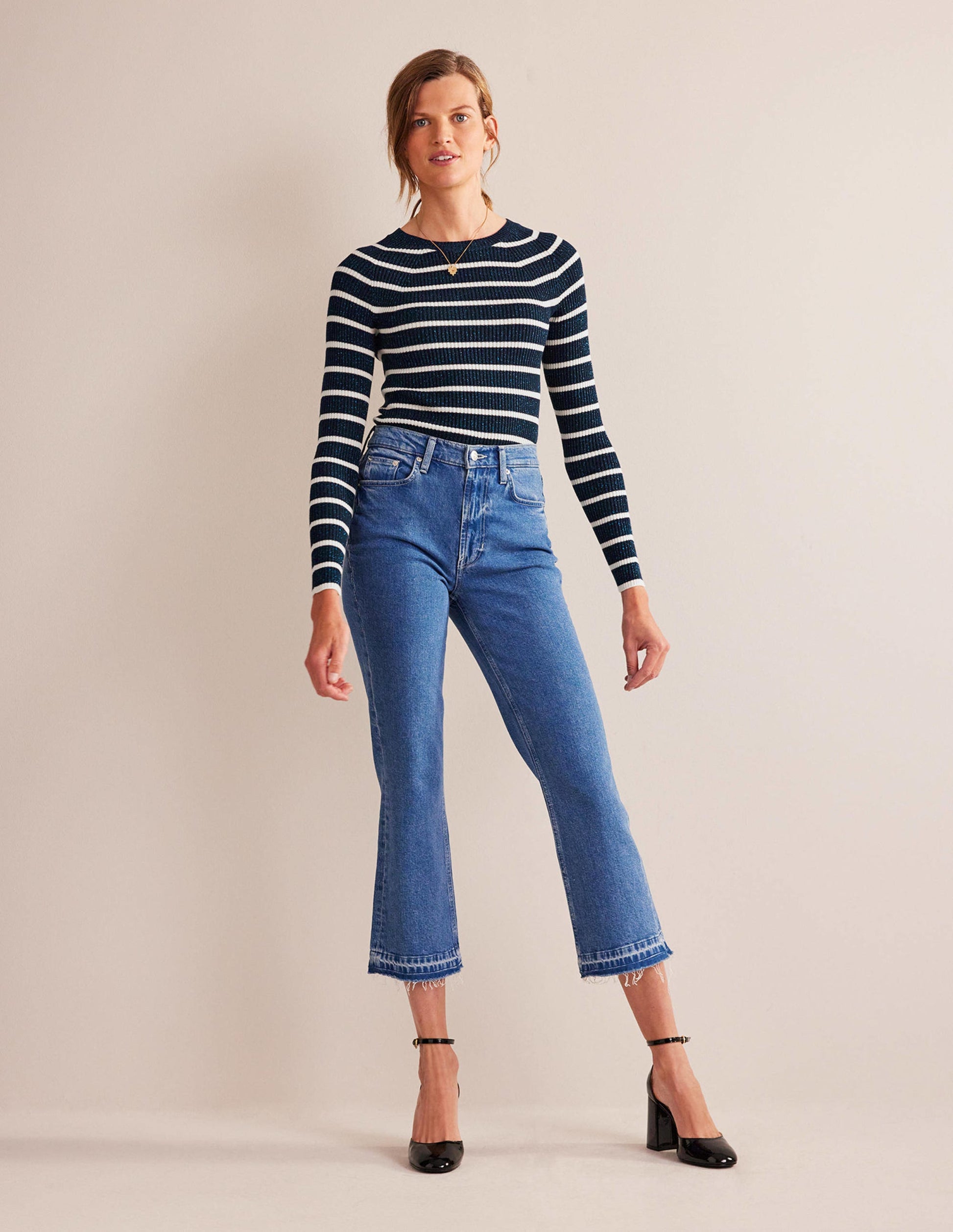 Effie Sparkle Stripe Jumper-Navy, Ivory Stripe-5