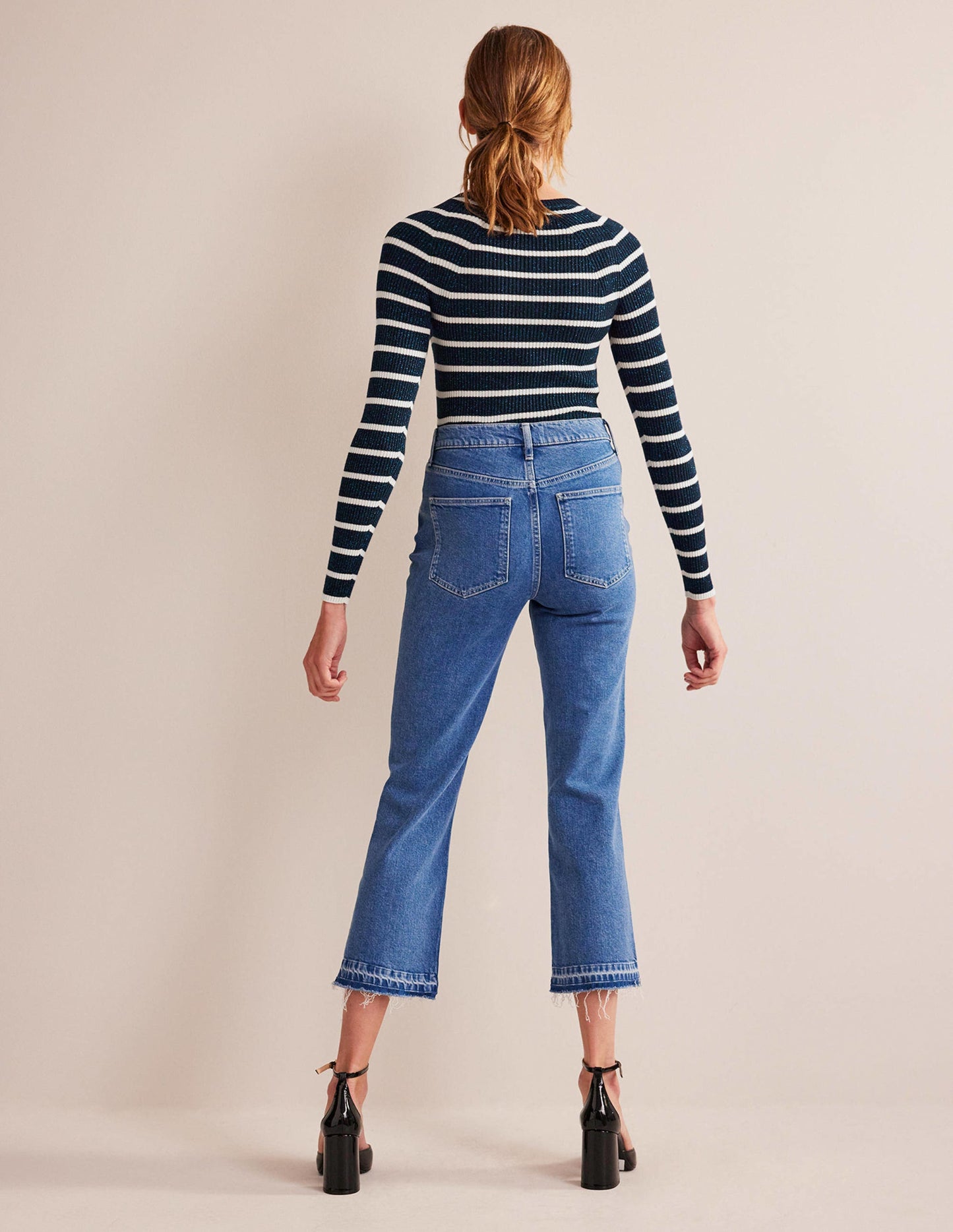 Effie Sparkle Stripe Jumper-Navy, Ivory Stripe