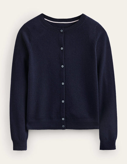 Eva Cashmere Crew Cardigan -Navy