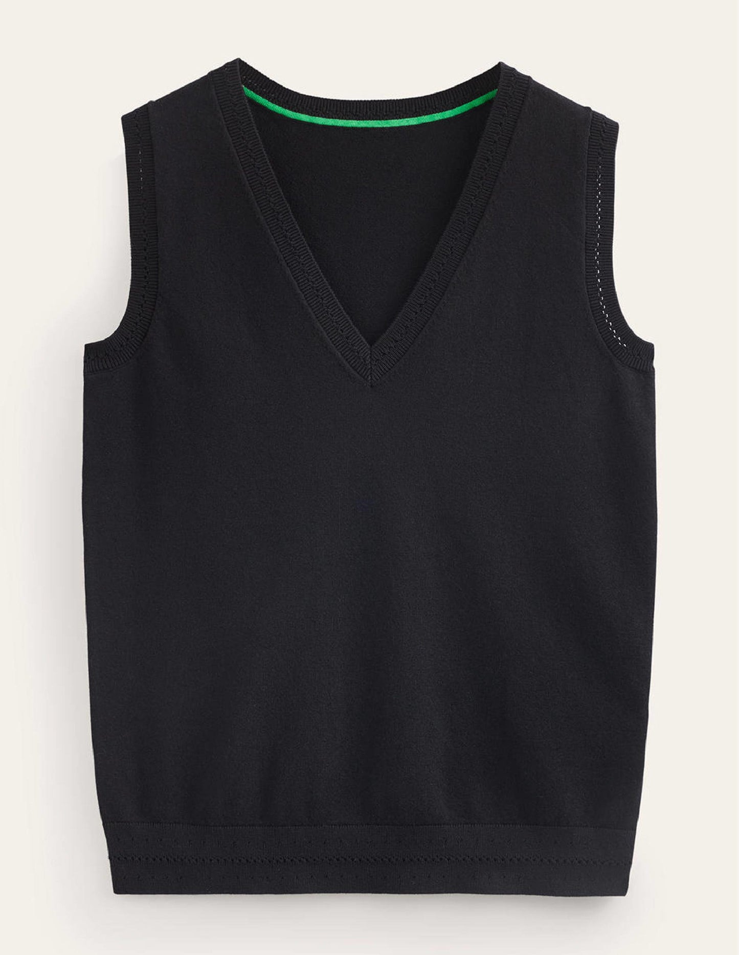 Catriona Cotton V-Neck Tank-Black