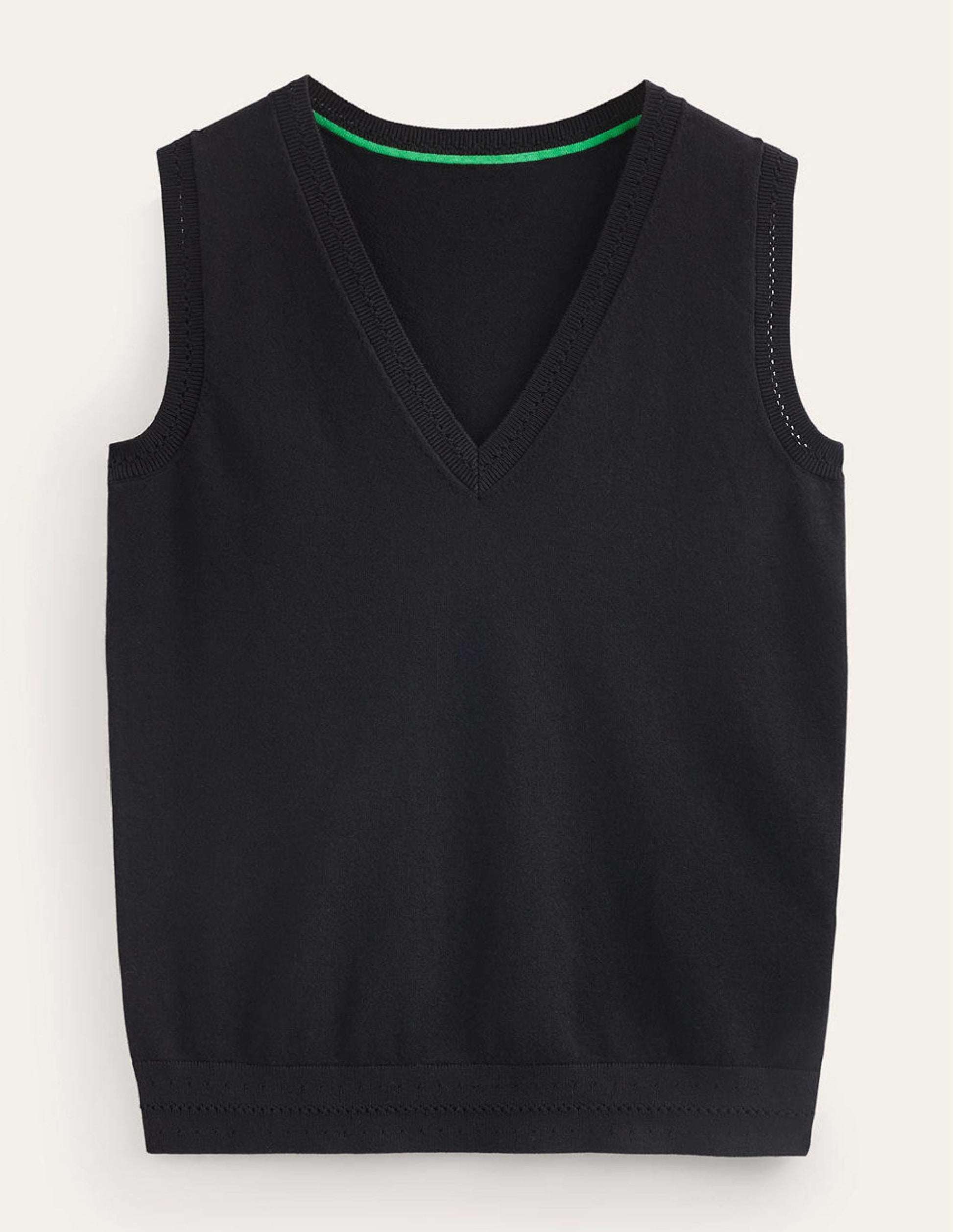 Catriona Cotton V-Neck Tank-Black-5