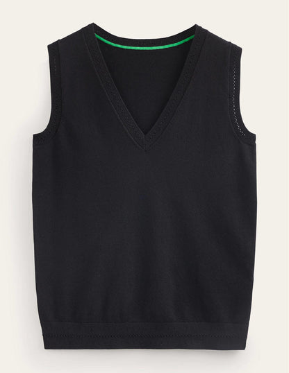 Catriona Cotton V-Neck Tank-Black-5