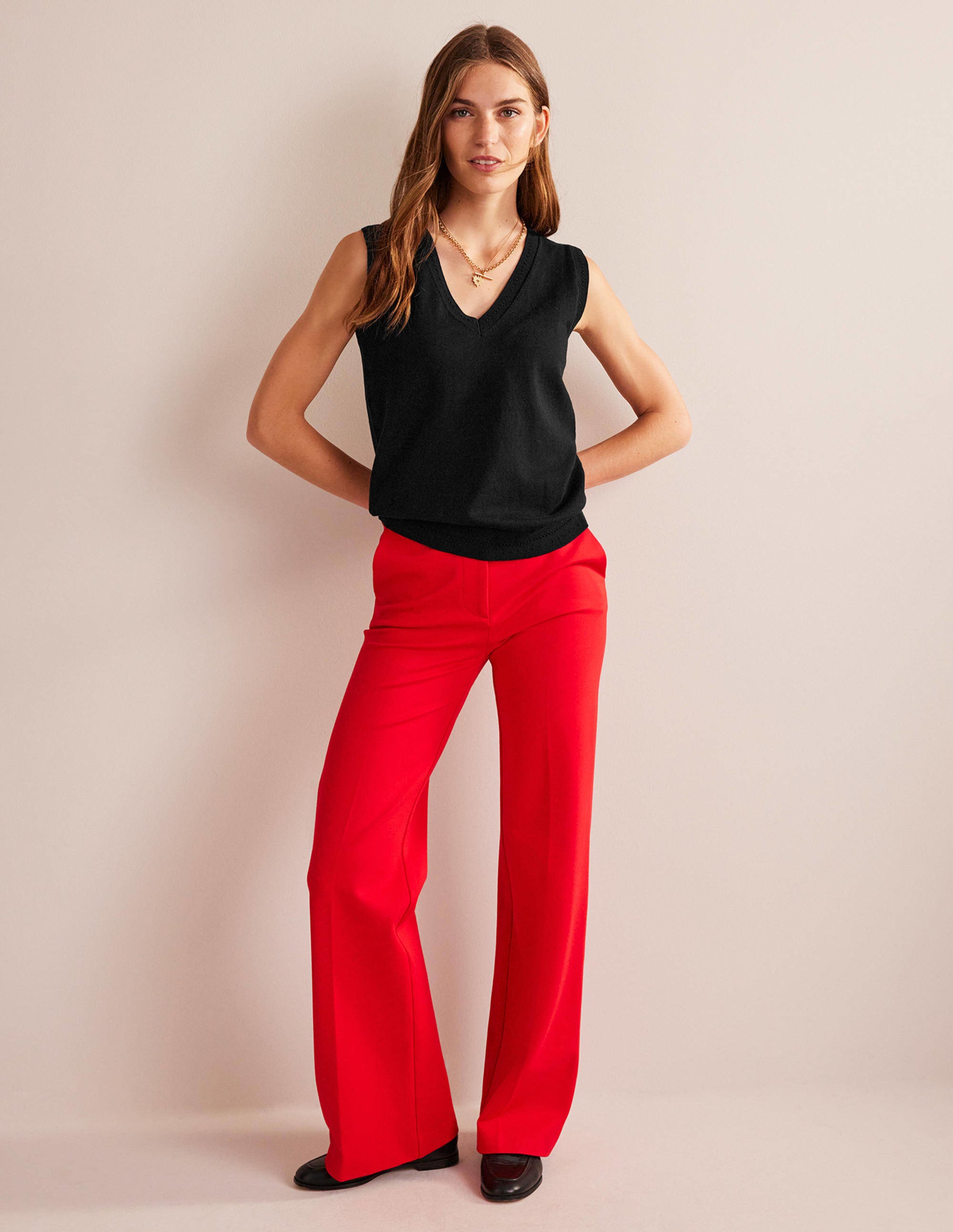 Catriona Cotton V-Neck Tank-Black - Image 4