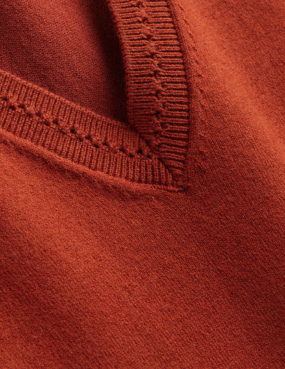 Catriona Cotton V-Neck Tank-Chestnut Brown-6