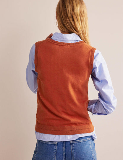 Catriona Cotton V-Neck Tank-Chestnut Brown-3