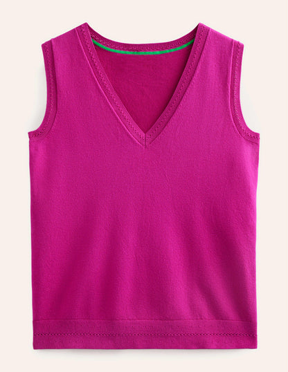 Catriona Cotton V-Neck Tank-Festival Fuchsia