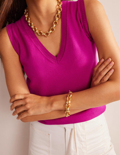 Catriona Cotton V-Neck Tank-Festival Fuchsia