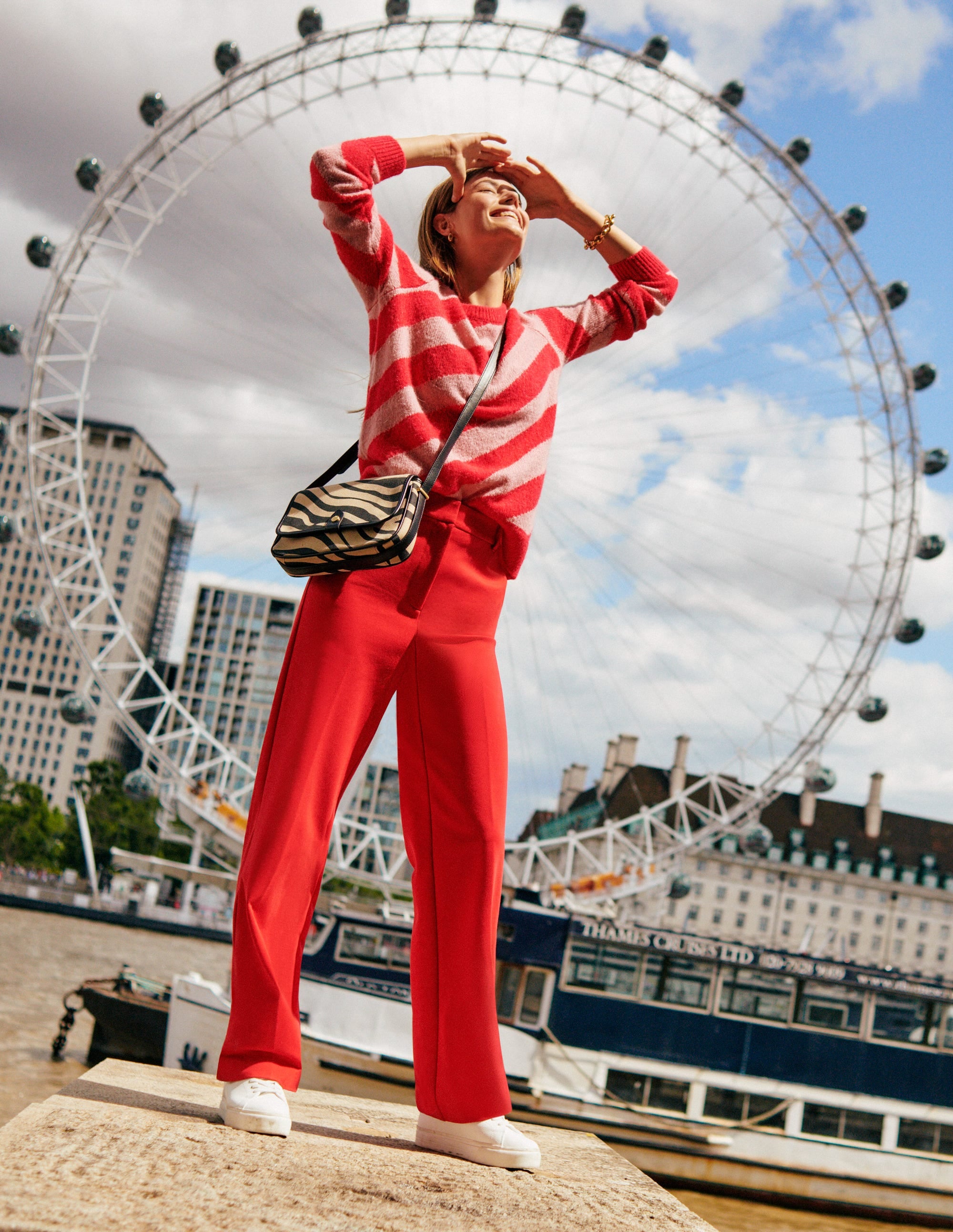 Fluffy Diagonal Stripe Jumper-Pink and Orange Stripe - Image 5