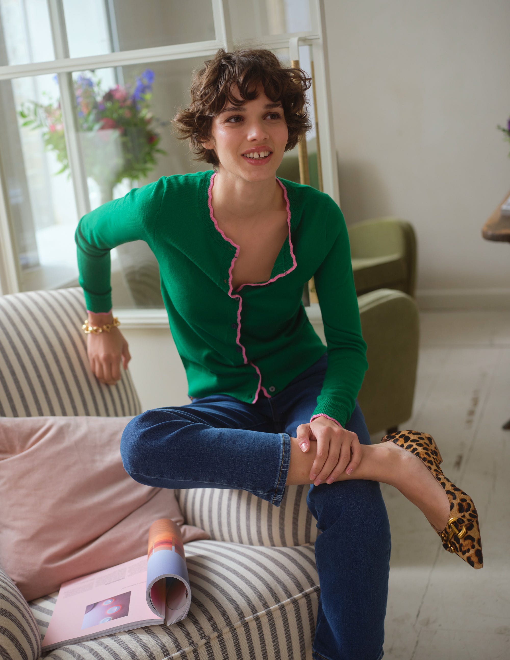 Merino Scallop Cardigan-Meadow Green - Image 5