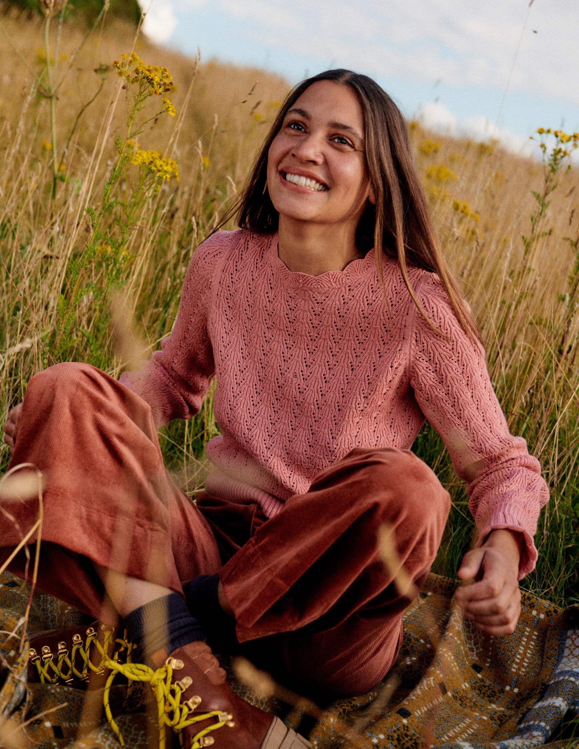 Pointelle Stitch Jumper-Rosetta Blush-5