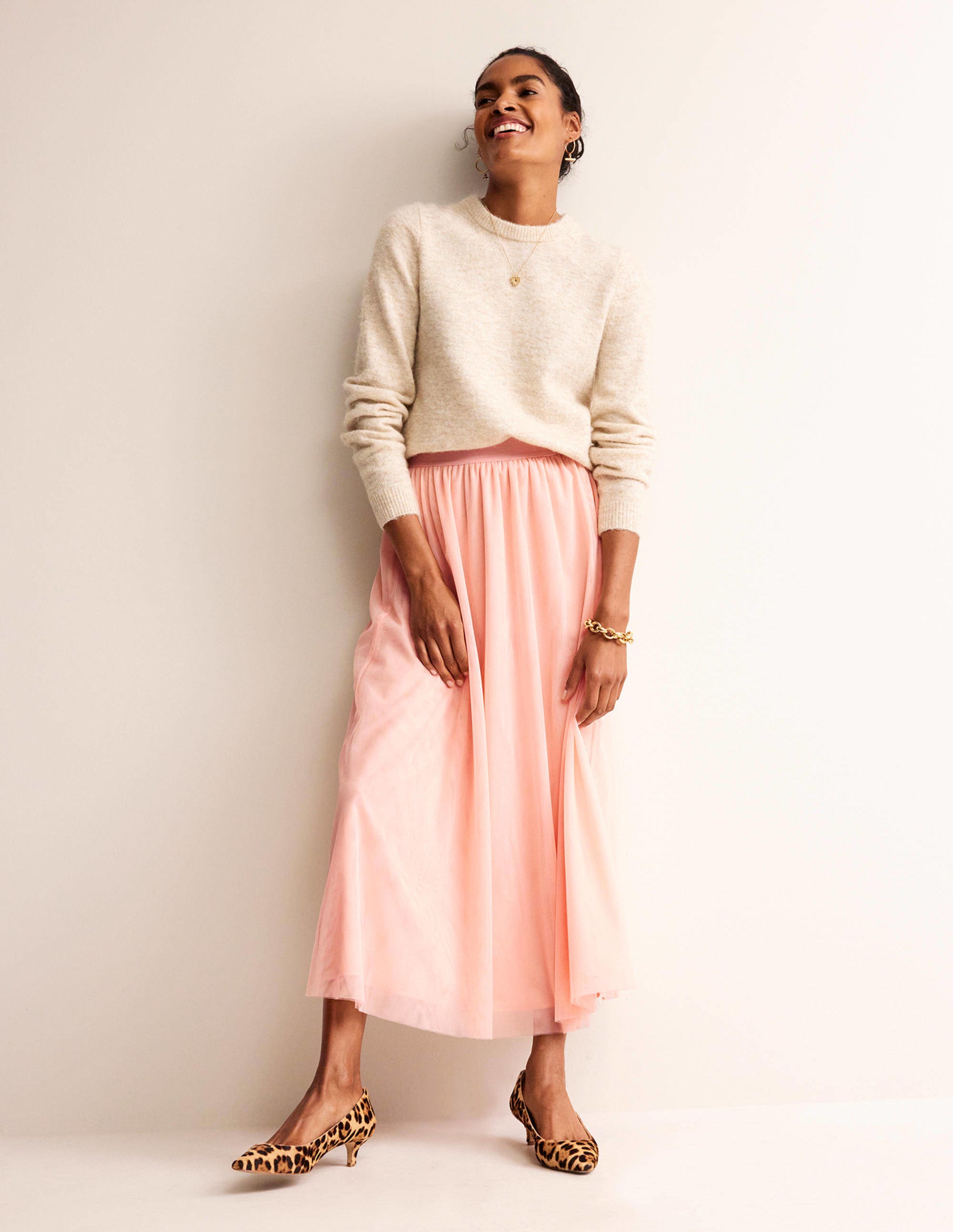 Tulle Full Midi Skirt-Pink - Image 1