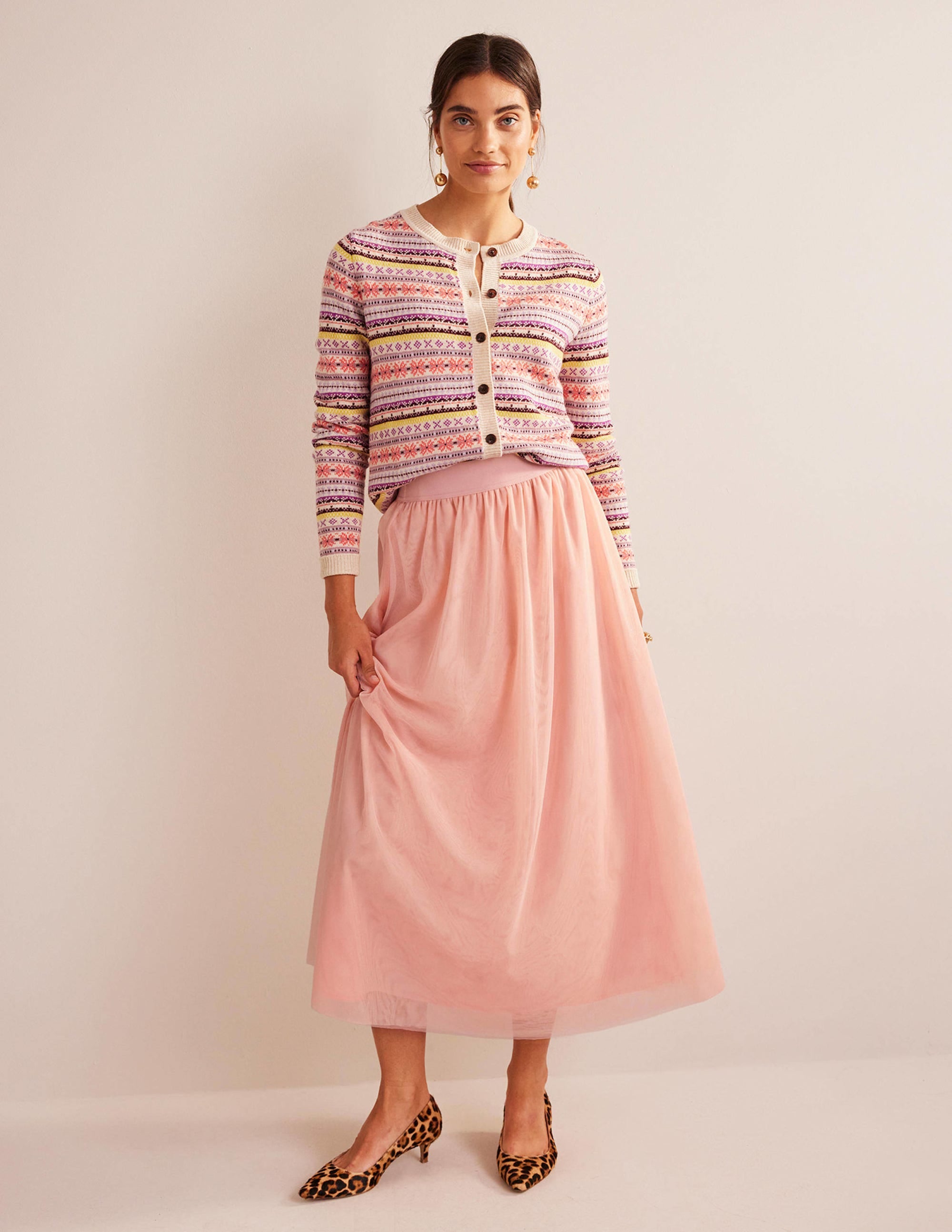 Tulle Full Midi Skirt-Pink - Image 5