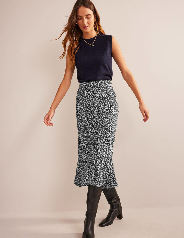 Cecelia Midi Skirt-Black, Petal Pop