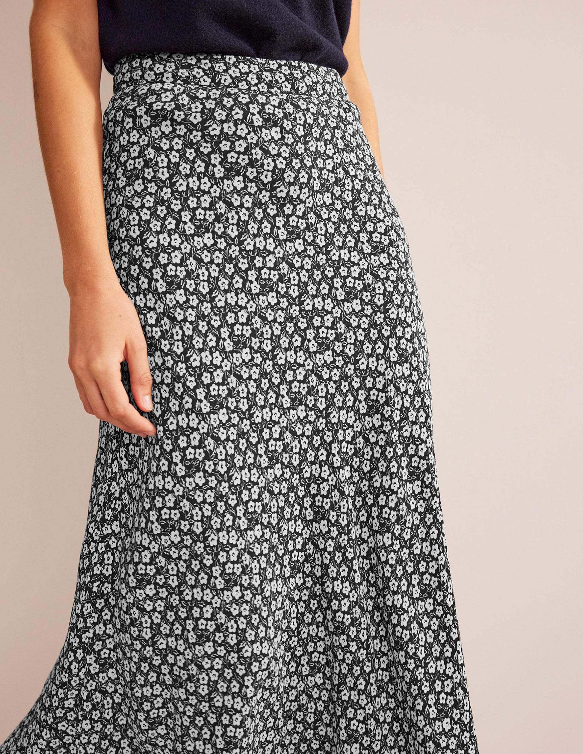 Cecelia Midi Skirt-Black, Petal Pop-2