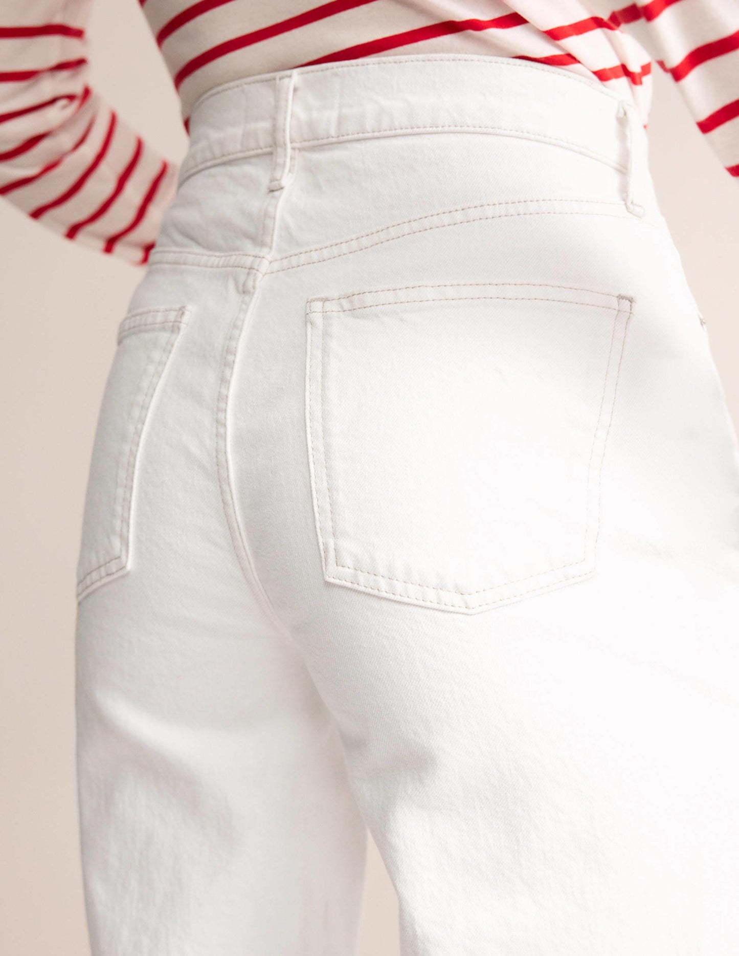 High Rise True Straight Jeans-White